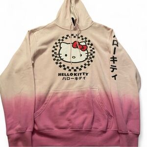 Sanrio Hello Kitty Hoodie Women’s  M Pink Drip Tie Dye Pullover Sweatshirt